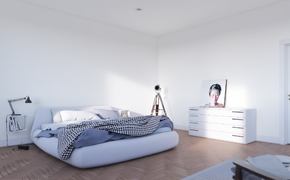 Chambre blanc minimaliste 3D